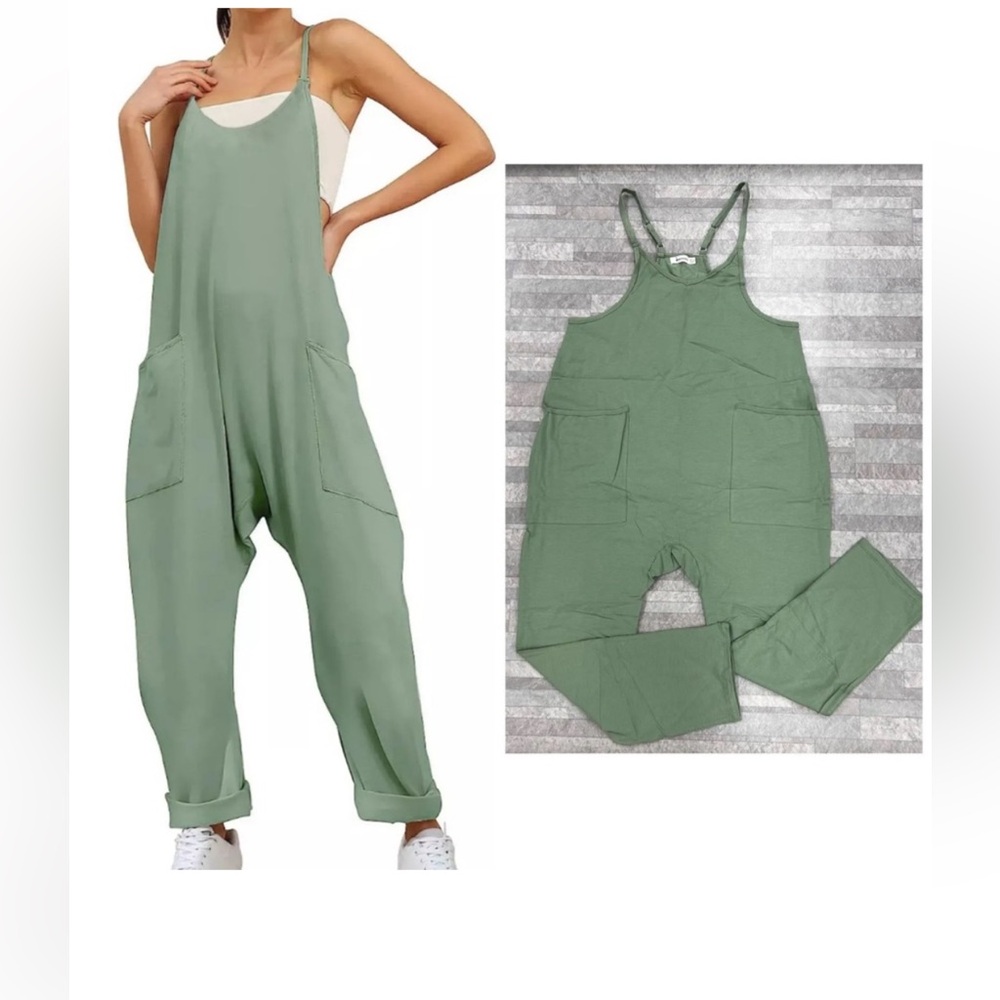 🆕 Causal V-Neck Sleeveless Harem
Overall Jumpsuit (green)